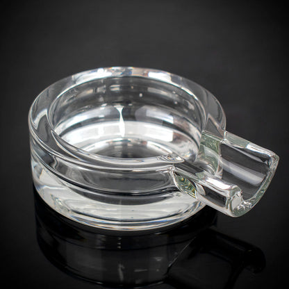 Small Circular Crystal Cigar Ashtray - Single Cigar Rest