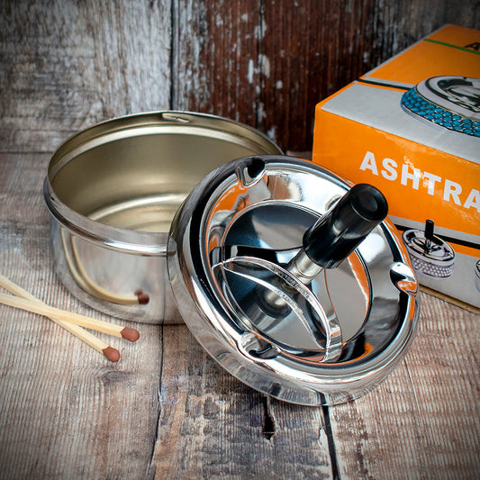 Smoke-King Spinner Ashtray Polished Chrome - 9cm