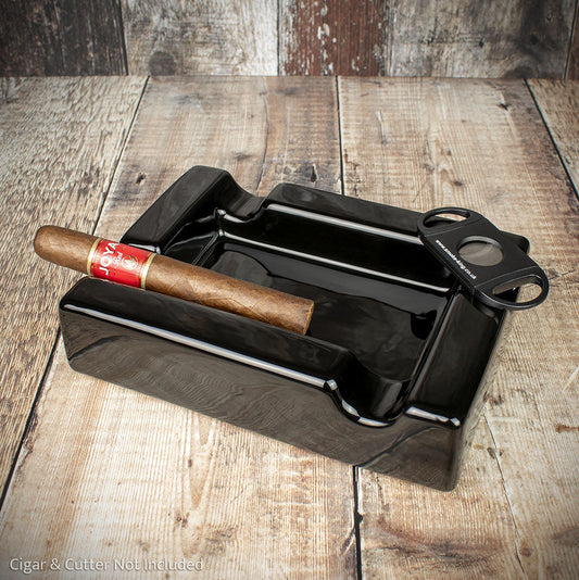 Square Ashtray Black Ceramic - 4 Rests